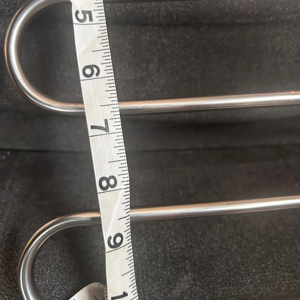 Metal Tiered Space Saving Pants Hanger Silver 16x11in for Bottoms/Skirts